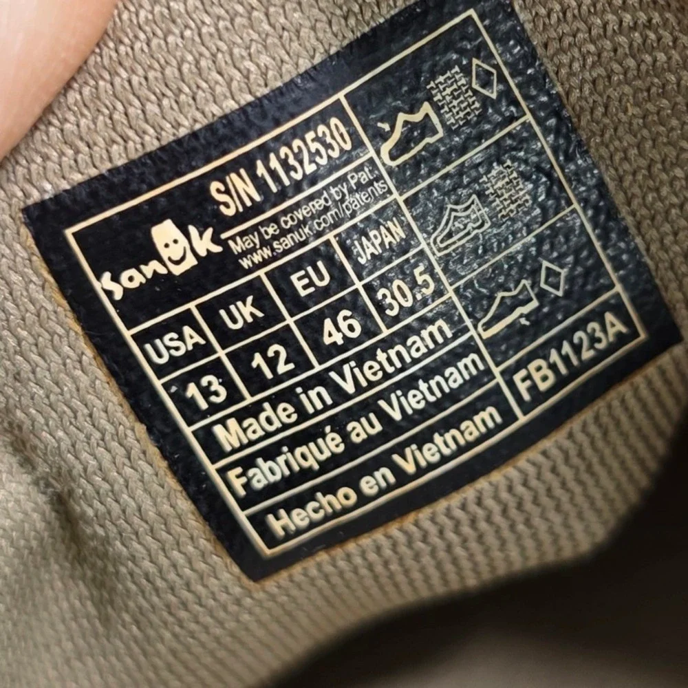 Sanuk 1132530‎ Boatie Boat Shoe Tan Vibram Sole Bungee Lace Mens 13 Excellent